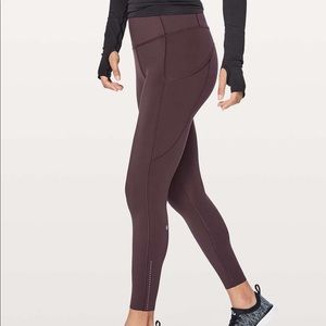 Lululemon fast & free 7/8 tight in black cherry.